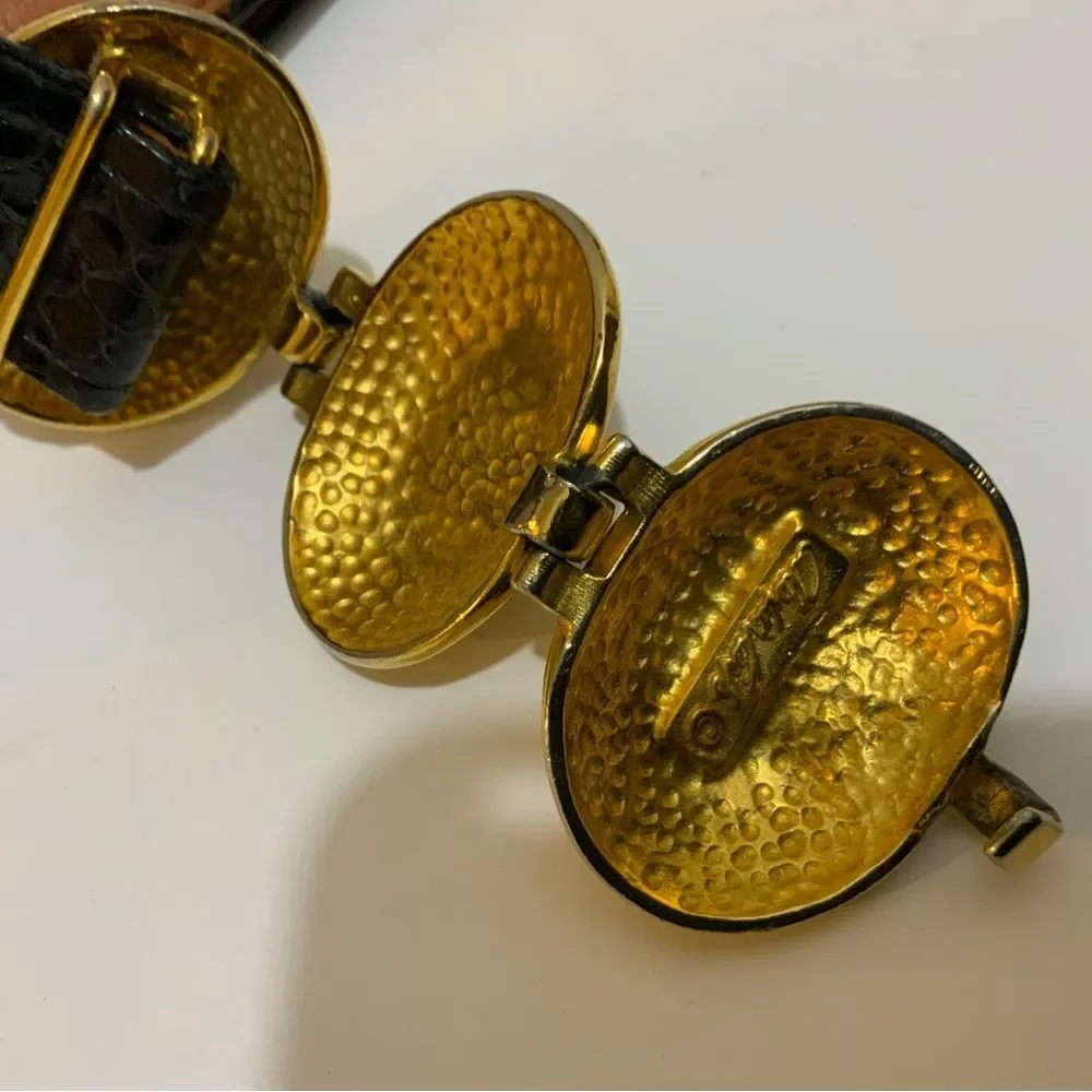 Vintage Alexis Kirk Belt Snake Skin Gold Tone Buckle